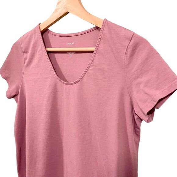 Pure Jill Side-Slit Elliptical Tee 100% Pima Cotton in Size XS Petite - Picture 5 of 9